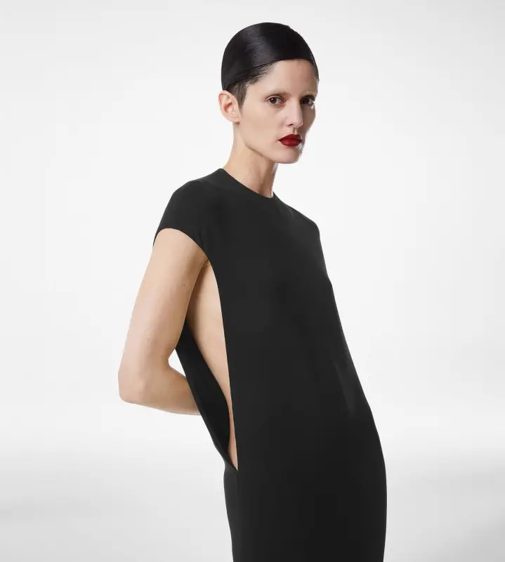 SILK DOUBLE GEORGETTE STRETCH EVENING DRESS BLACK online